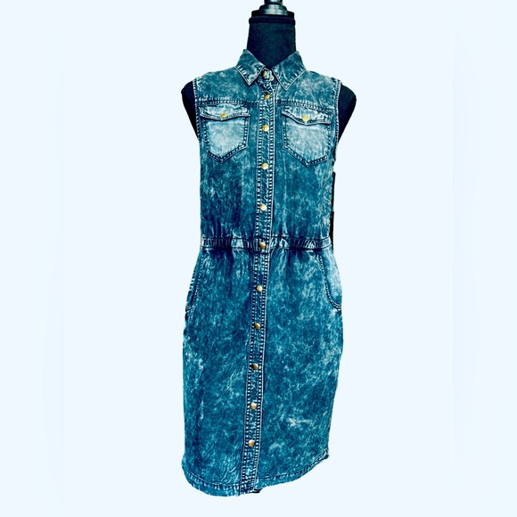 SLEEVELESS JEAN BUTTON DOWN - Picture 2 of 4